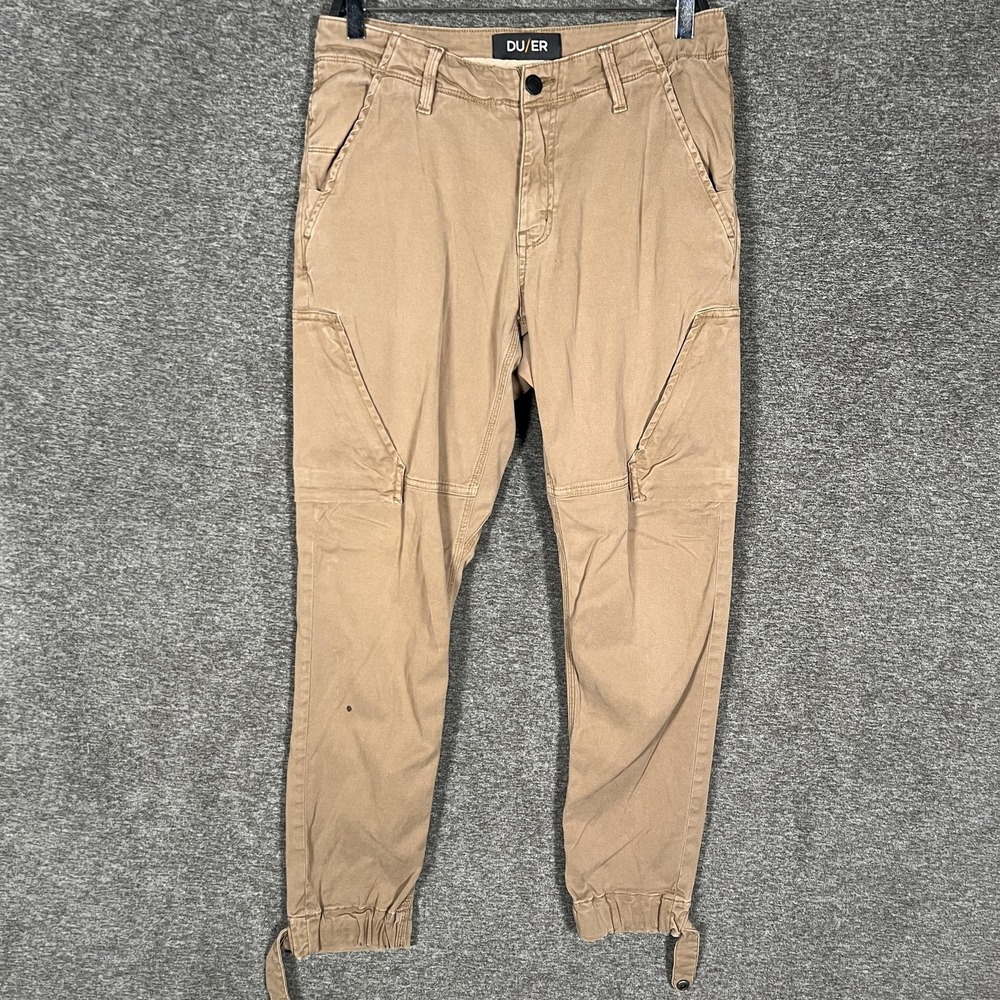 DU/ER Pants Mens 31x30‎ Beige Jogger Cuffed Tapered Casual Stretch Performance